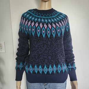 CHARTER CLUB Women's Cotton Blend Crewneck Knit Fair Isle Sweater‎ Small Multi